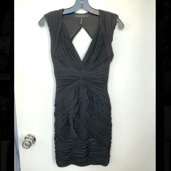BCBG MaxAzria black ruched cocktail dress size 0
